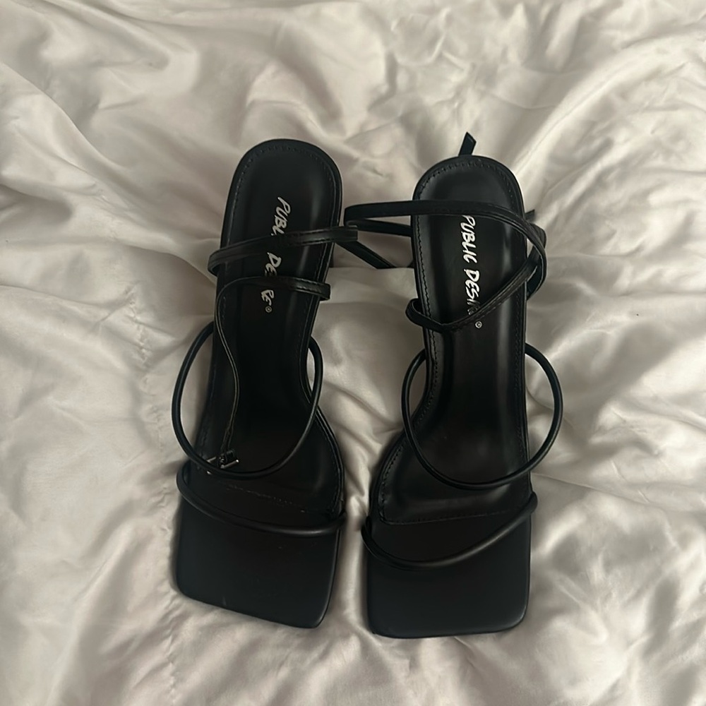 Public desire black strappy heels